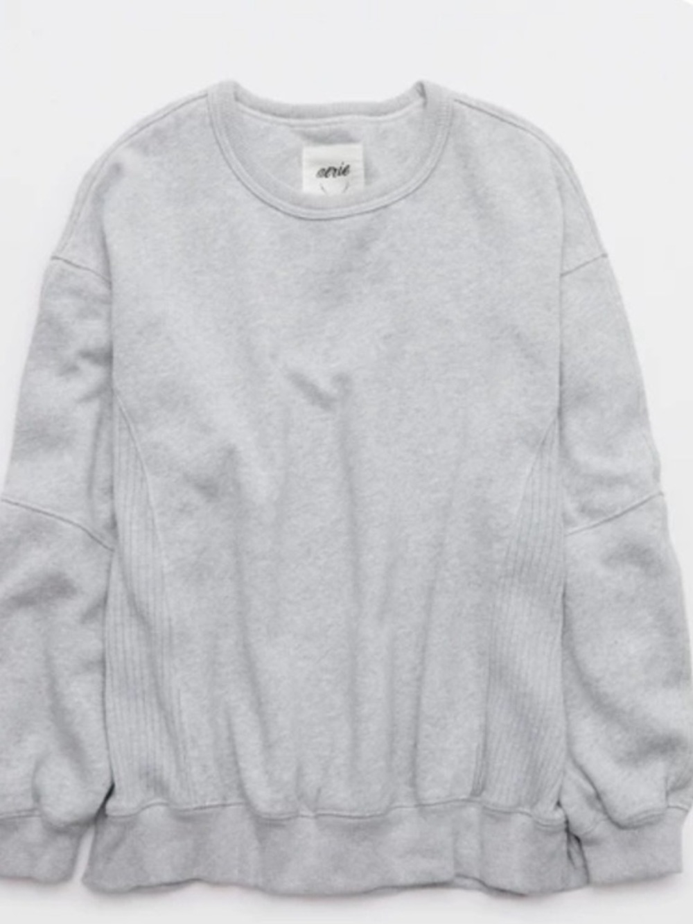 Aerie Chic Light Grey Light Oversized Crewneck Sweatshirt Large.